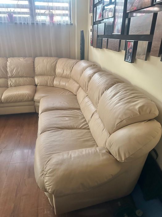 П - образен диван естествена кожа