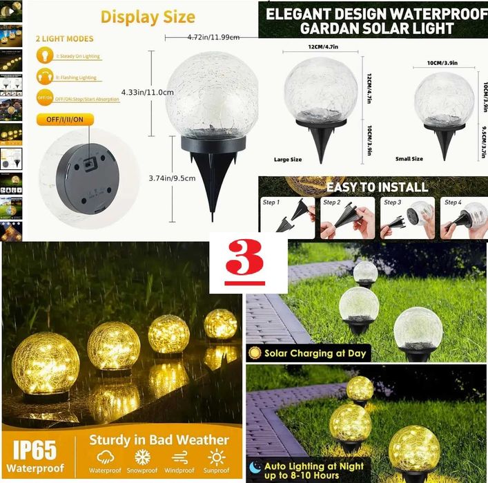 Lumini solare LED, sfera, piatra de gradina curte terasa balcon terasa