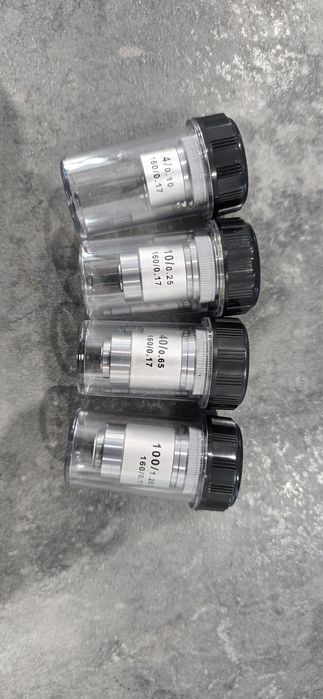 Obiectiv microscop acromat Bresser DIN - 4x , 10x , 40x , 100x