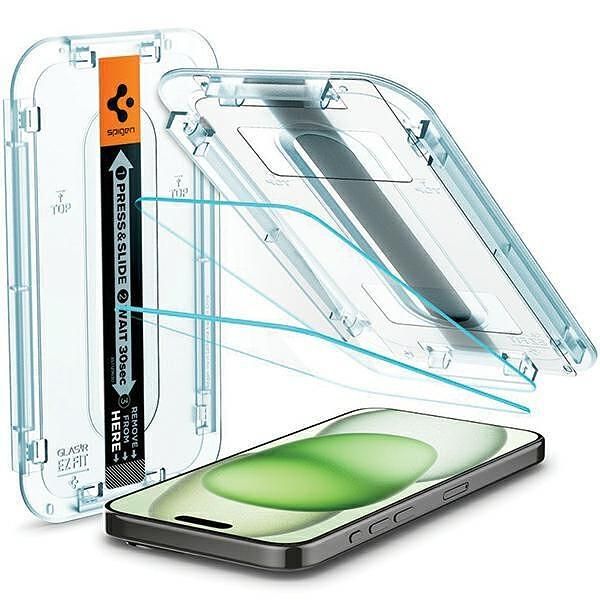 Spigen glas.tr iphone 15 6.1" "ez fit" 2 pcs. clear tempered glass agl
