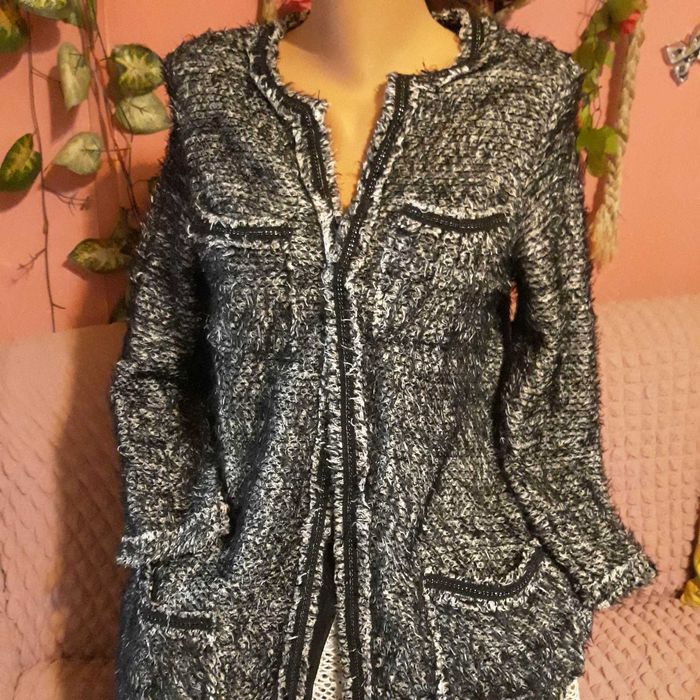 ZARA Жилетка черно/бяла