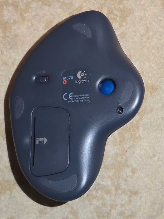 Mouse Logitech M570, Trackball Wireless, USB, Negru