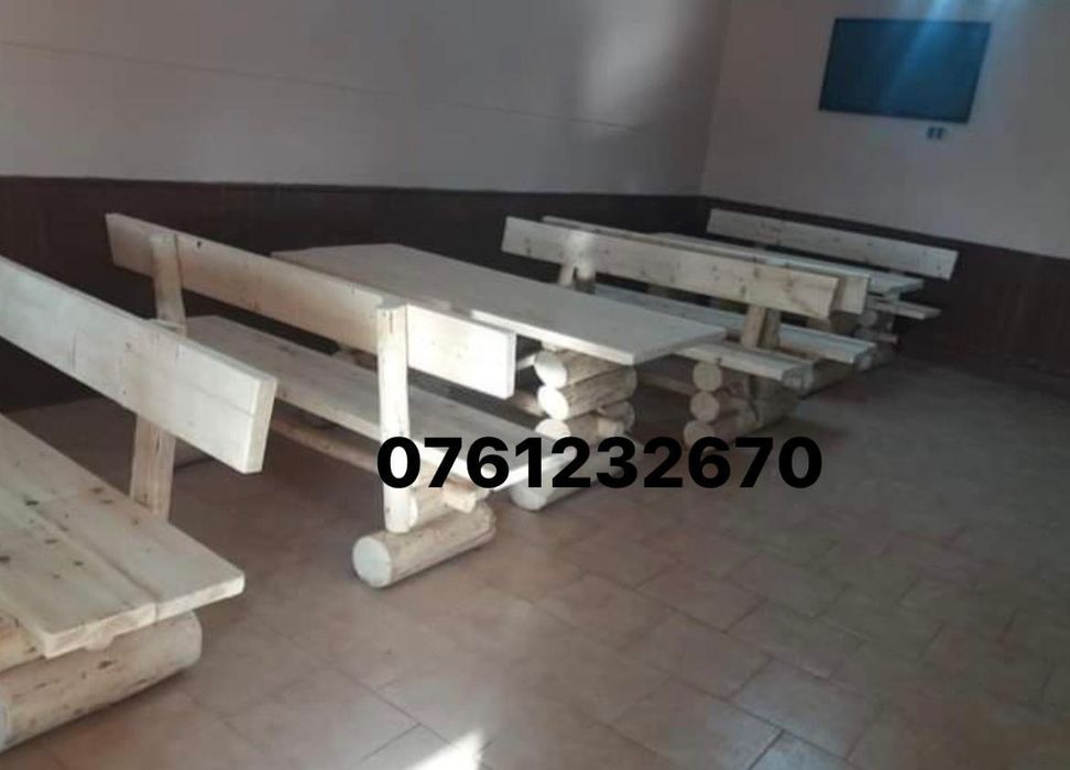 Leagane, mese, fântâni, mobilier rustic