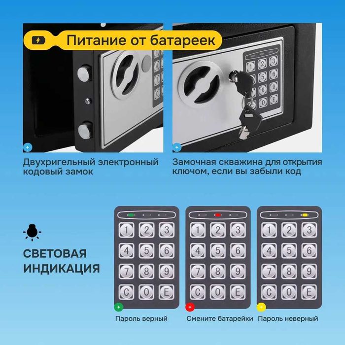 Сейф мебельный для денег и документов для дома и офиса, в шкаф