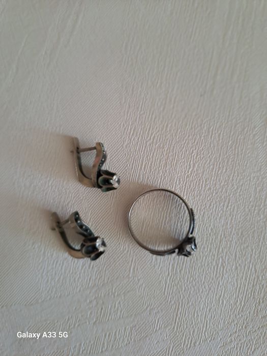 Серебряные сережки и колечко (СССР)