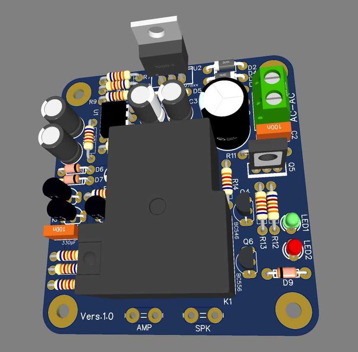 (5)PCB Cablaj protectie DC mono sau stereo pentru boxe