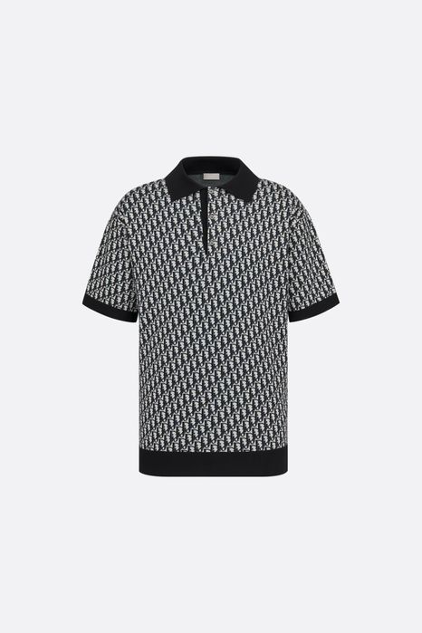 Dior Oblique Polo Shirt Beige, Blue and Black Cotton