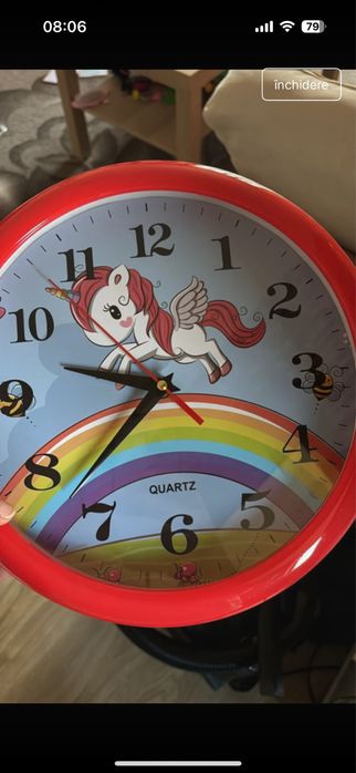 Ceas copii unicorn si curcubeu