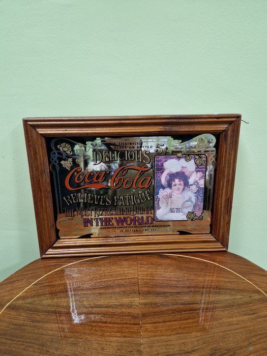 Уникално рядко антикварно рекламно огледало Coca Cola
