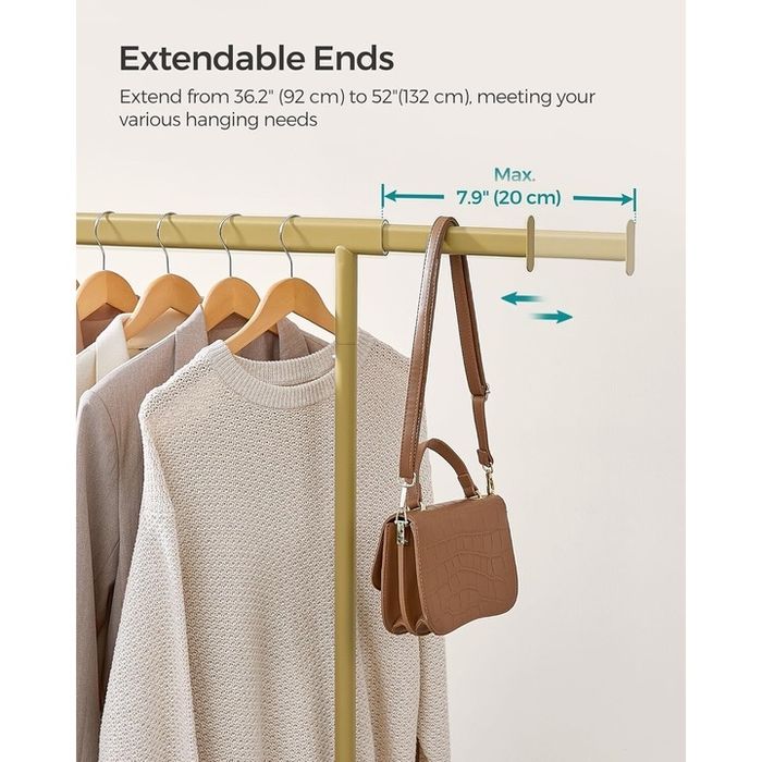 Етажерка за дрехи с разтегателна горна релса SONGMICS, на колела