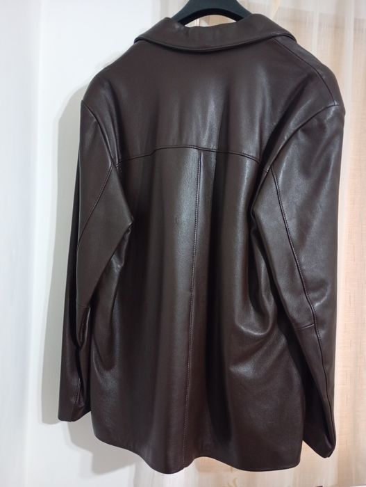 Sacou piele bărbați maro, din miel, mărimea 56 România, Primăvară-Toam