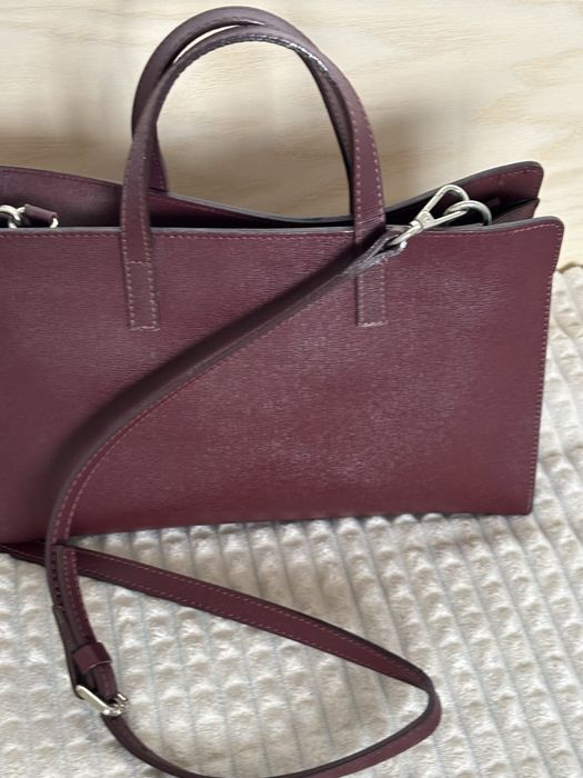 Дамска кожена чанта Pollini бордо