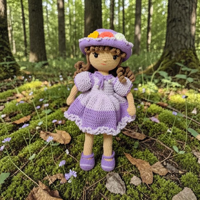 Кукла- фиалка вязаная крючком ручная работа