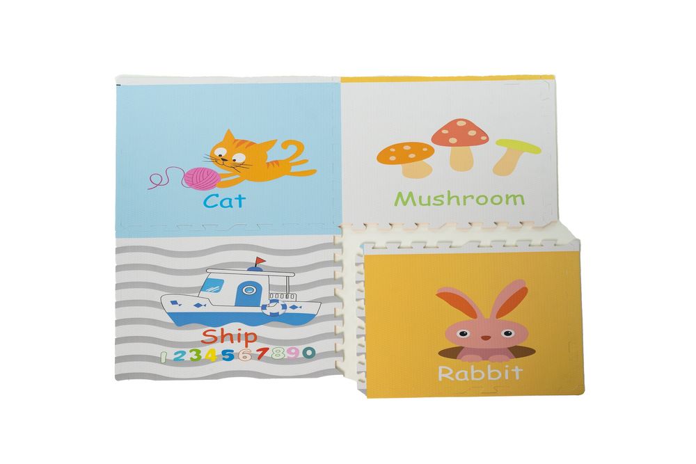 Covor protectie copii Puzzle EVA animat  120x120x1.2 cm