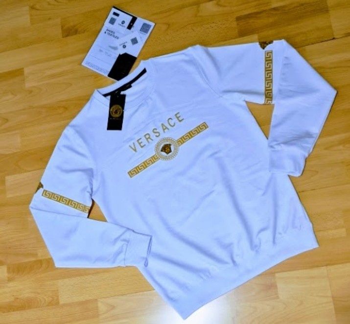 Bluza alba Versace, unisex, logo brodat, new model