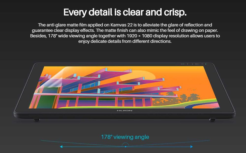 Tableta grafica "22 inch Huion Kamwas Usb tip c stilou fara baterie