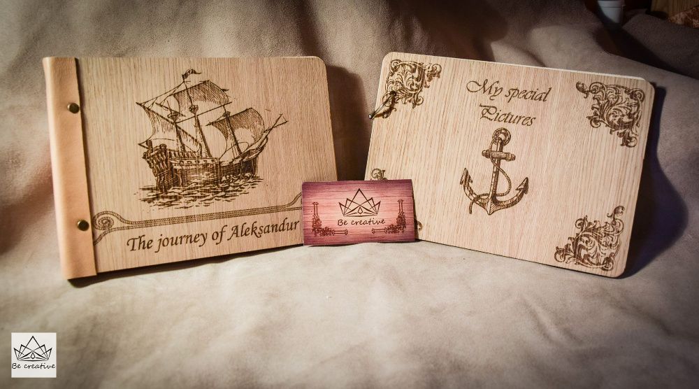 Албум за снимки с дървени корици, формат А5