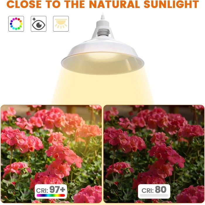 Lampa LED Grow 18W Full Spectrum, Kit Suspensie Reglabil, Metalica