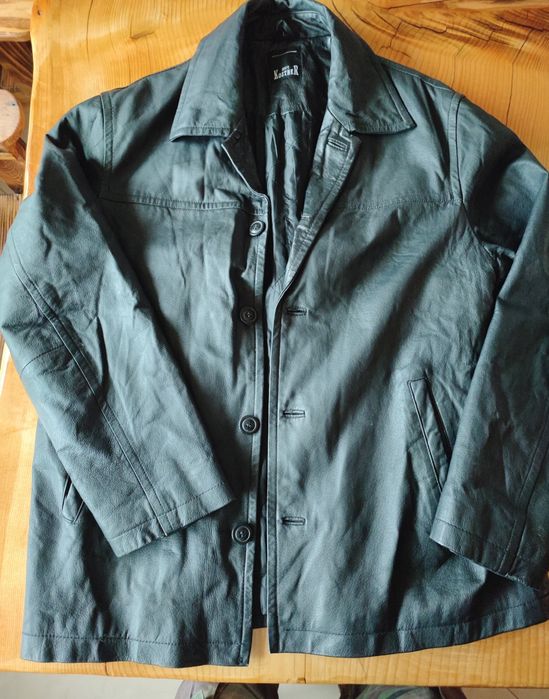Дизайнерско мъжко черно кожено яке,Marc Kostner,сако,блейзър Л размер
