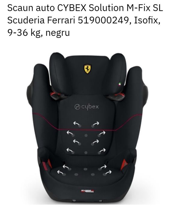 Scaun auto CYBEX Solution M-Fix SL Scuderia Ferrari 519000249, Isofix, 9-36 kg, negru
