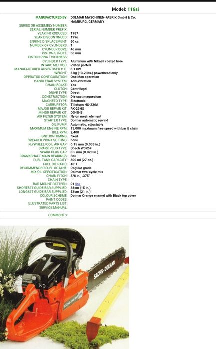 Vand drujba Dolmar 116SI