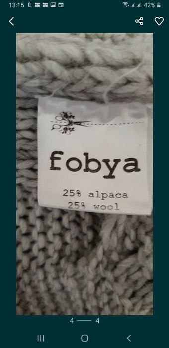 Cardigan lung Fobya ,alpaca, lana si guler de vulpe polara,superb