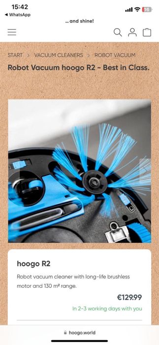 Aspirator Robot Vacuum Hoogo R2