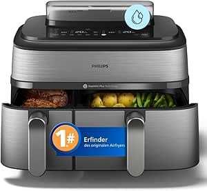 Фритюрник с горещ въздух Philips Steam Airfryer 5000, две кошници, функция за готвене на пара, 2 кошници - пара, пържене с въздух, пържене с пара, 9л
