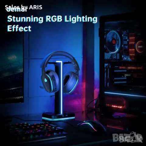 Безжични слушалки Gvyugke за игри, 2,4 GHz, черно синьо