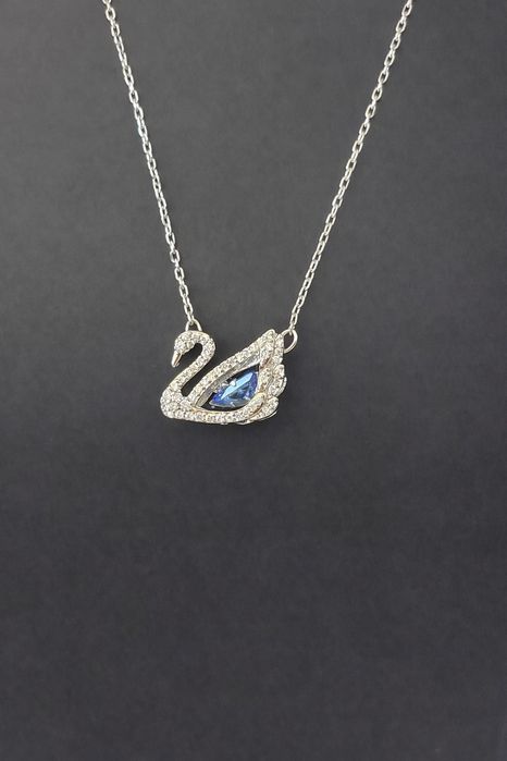 Colier Swan Lebădă care dansează, Albastru, Placat cu rodiu