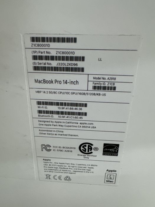Macbook pro 14 m4 16/512