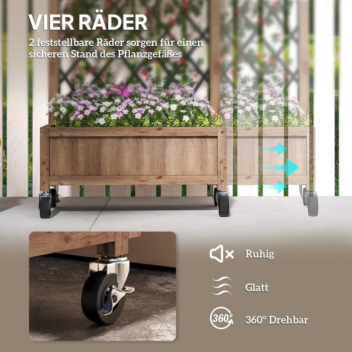 Комплект от 2 саксии за повдигната леха с колелца