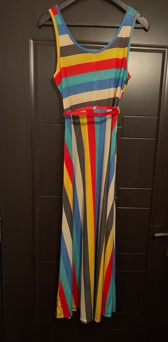 Луксозна пъстроцветна ефирна лятна рокля много красива С С/М М М/ Л Л