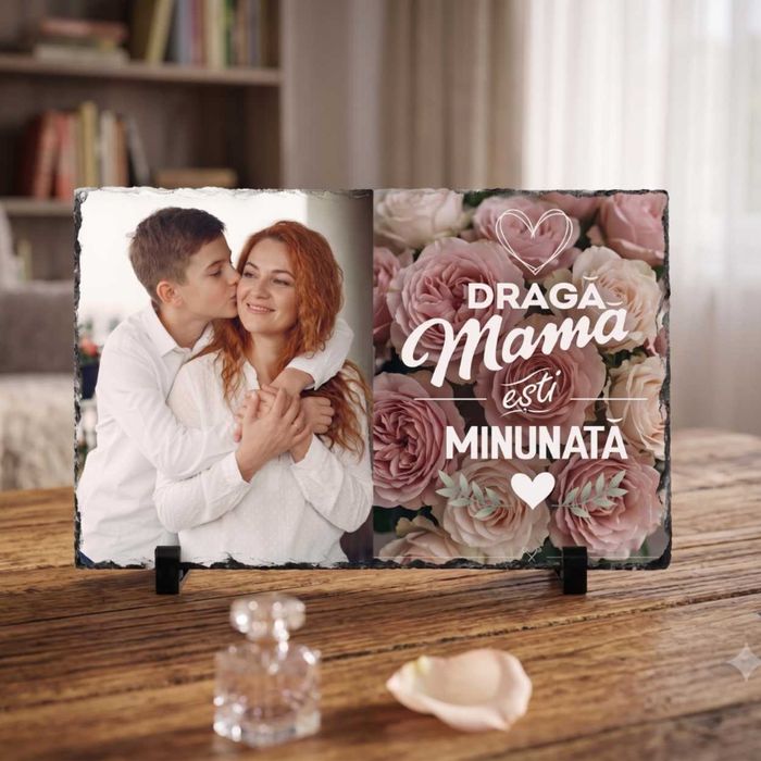 Plăci din Ardezie Naturală Personalizate cu Poza Ta & Mesaj — Cadou Unic - Cel mai mic pret!
