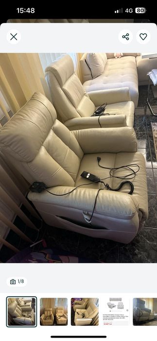 Fotoliu electric tv piele naturala an 2018 2 buc ca nou la 1/3 pret