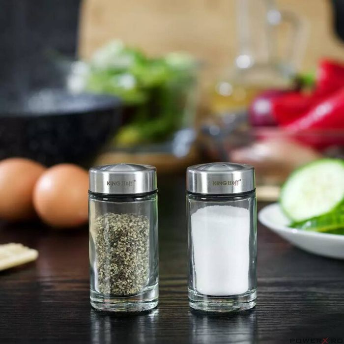 Set de 2 recipiente pentru sare si piper, 8,7x4,5x9,5 cm capacitate 50