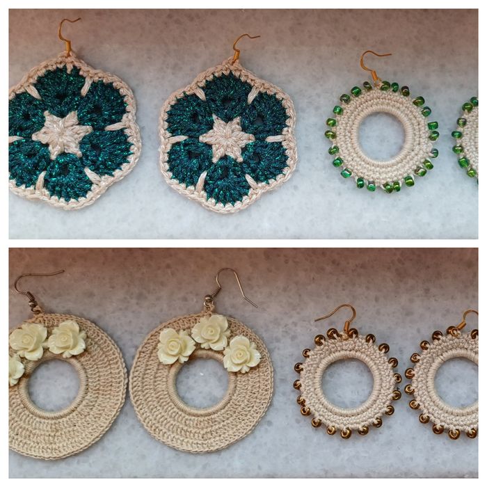 Плетени обеци,  колие пауново перо