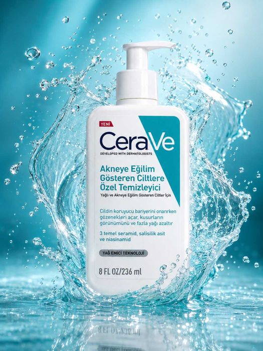 CeraVe Akne uchun yuz tozalovchi gel 236 ml  yog‘li  teri uchun