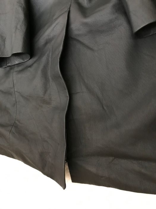 Pardesiu sacou lung negru dama piele naturala fina 3 buzunare