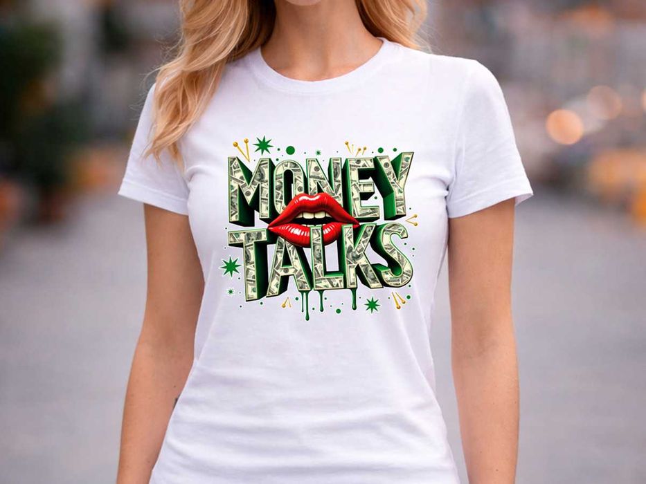 Дамска бяла тениска „Money talks“