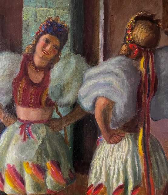 "SASOAICA LA OGLINDA" Tablou F VECHI ulei/pz MARE: 80x60cm+Rama semnat