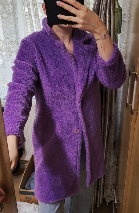 Palton dama, Bumbac/Poliester, Violet, Marime Unica