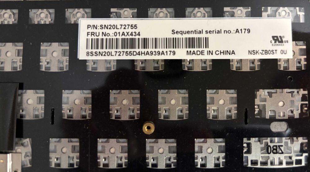 Tastatura laptop Lenovo 01AX434, ThinkPad T470, layout UK English