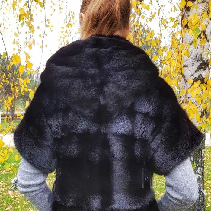 Haină blană naturală de nurcă , vizon Black