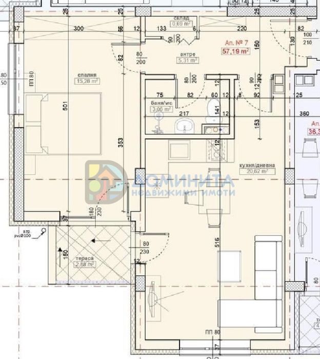 Двустаен апартамент, 69 кв.м., гр. Приморско