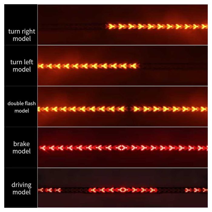 150 СМ LED лента за задна броня с 3 светлини - стоп, габарит и мигач
