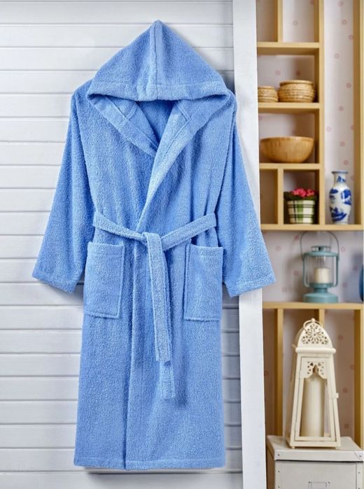 Памучен халат за баня с хавлиена кърпа
