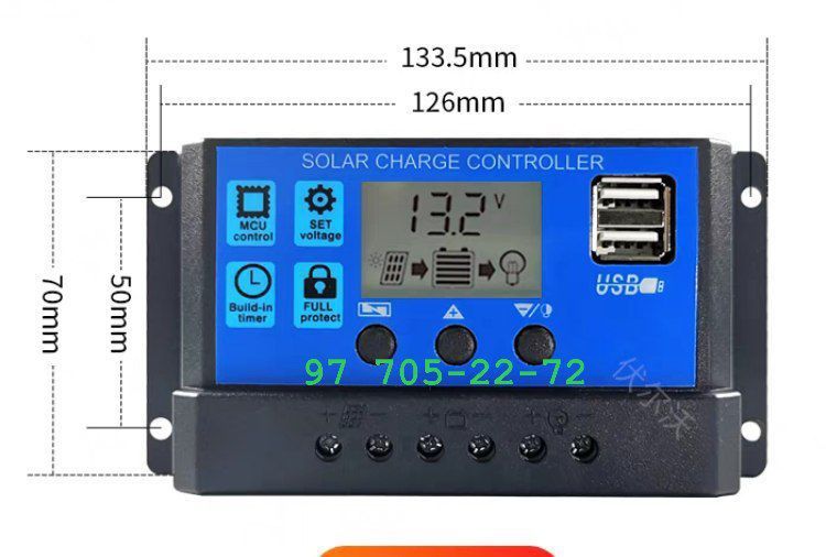 Контроллер для солнечный панелей.
 30А   12v / 24v