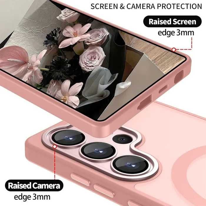 Матов magsafe кейс за samsung galaxy s26 ultra - розов - със защита на