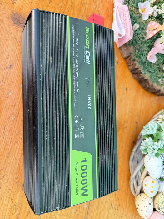Invertor Green cell, 1000w unda sinusoidală pură , surge power 2000w, 12 v.
